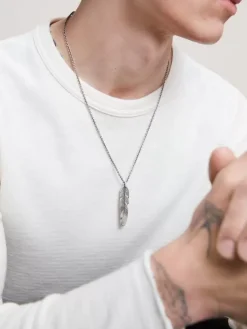 SILVER FEATHER NECKLACE-John Varvatos New